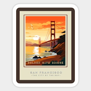 San Fran's Golden Gate Bridge Travel Poster Sticker